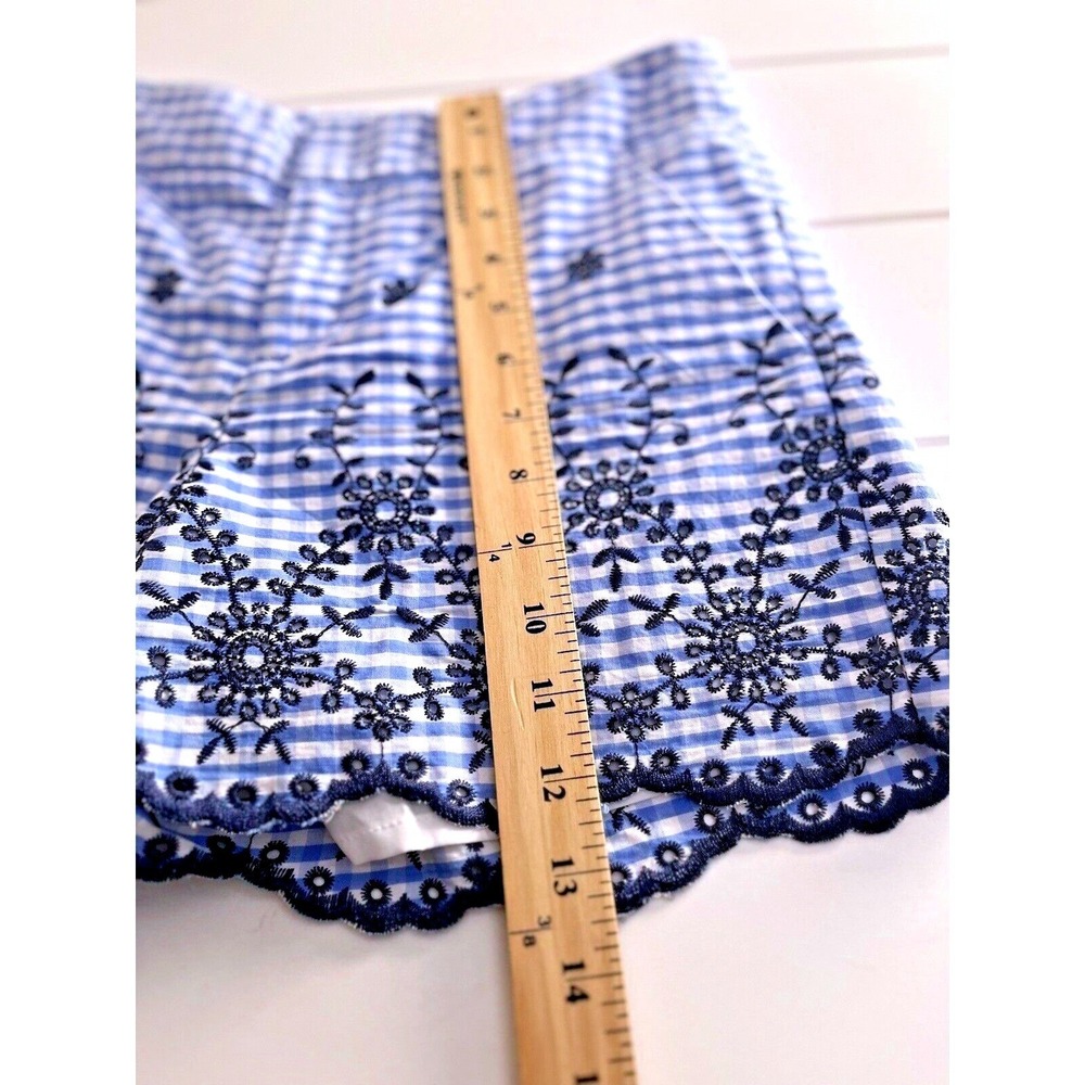 MAISON JULES Blue Gingham Embroidered Shorts-Women's Size 2-Lined - Picture 4 of 7